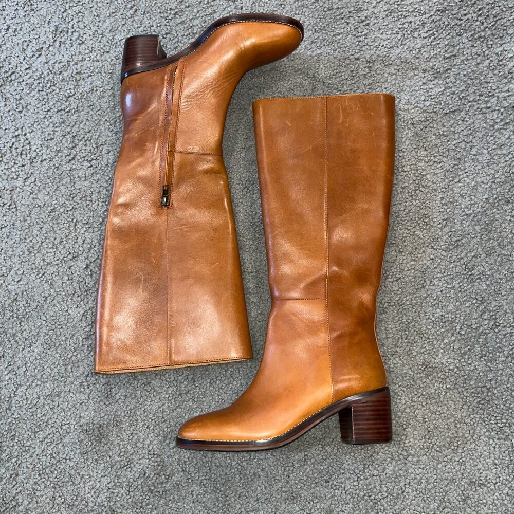 Tan Leather Knee-High Boots - Picture 7 of 12